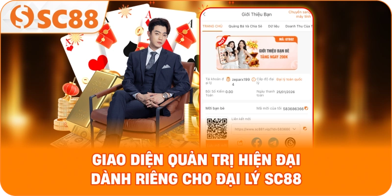 giao diện quản trị hiện đại dành riêng cho đại lý SC88